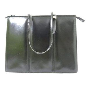 Gucci Black Glossy Top Handle Satchel Leather Tote